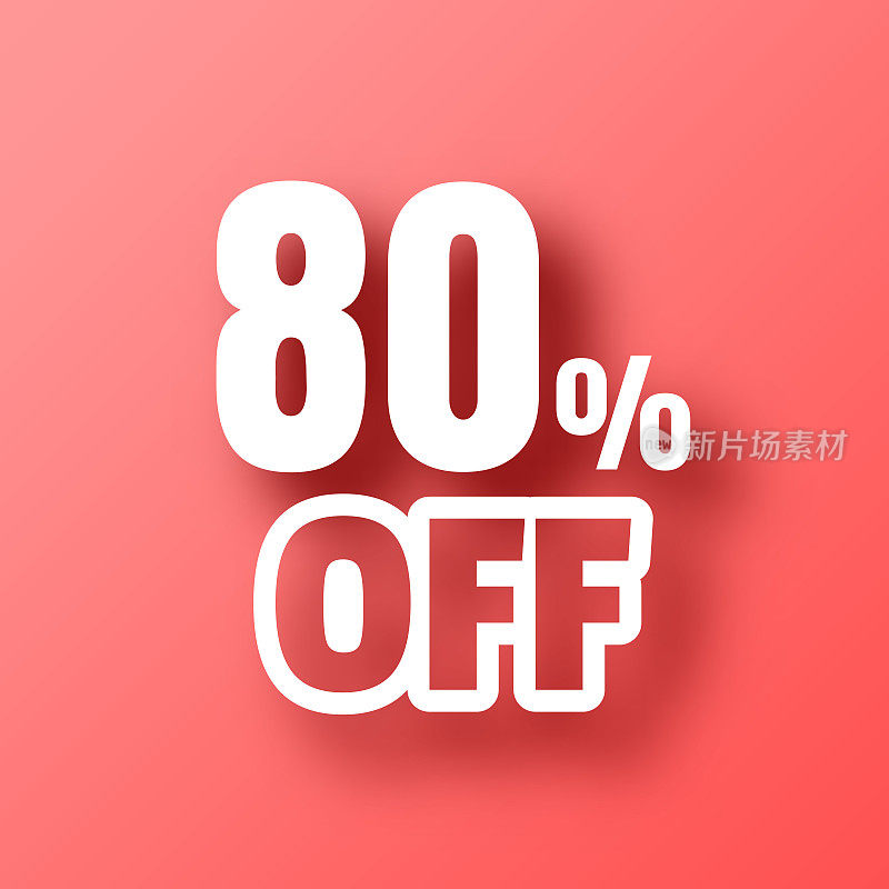 80% Off (80% Off)。图标在红色背景与阴影